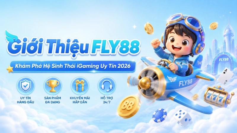 Hình giới thiệu thương hiệu FLY88 và các nhóm nội dung của website