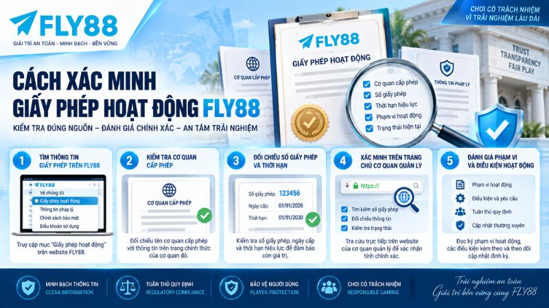 Hướng dẫn 5 bước xác minh giấy phép FLY88 qua cơ quan cấp phép và số giấy phép