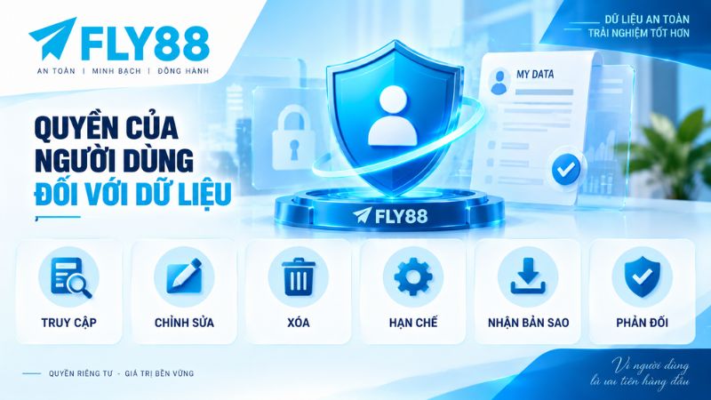 Quyền của người dùng đối với dữ liệu FLY88 gồm truy cập, chỉnh sửa, xóa và hạn chế xử lý