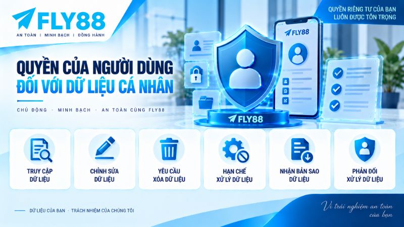 Quyền của người dùng đối với dữ liệu cá nhân FLY88 gồm truy cập, chỉnh sửa, xóa và hạn chế xử lý